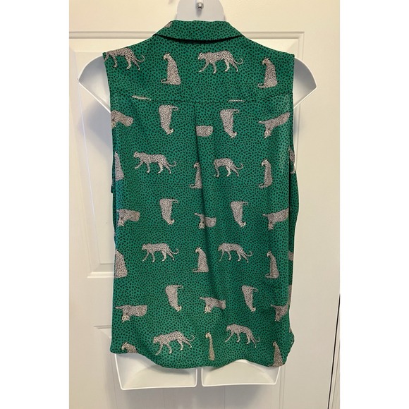 Torrid 3‎ 3X Madison Sleeveless Shirt Kelly Green Leopard Animal Print Women’s - Picture 4 of 6